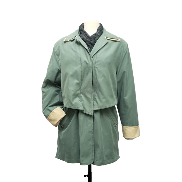 VINTAGE 80s 90s Windbreaker Coat | Green & Yellow | Medium | Nuage Collection - Picture 6 of 13